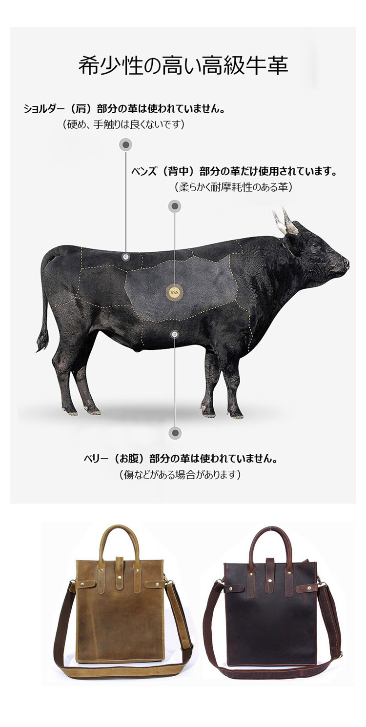 Whatna 天然 牛革 ビジネスバッグ メンズ 手提げバッグ 厚手 レザー 本 革 A4 14インチpc収納可大容量 旅行 出張用 通勤 通学 就活 面接 バッグ かばん 男性用 ブラウン 3203-7