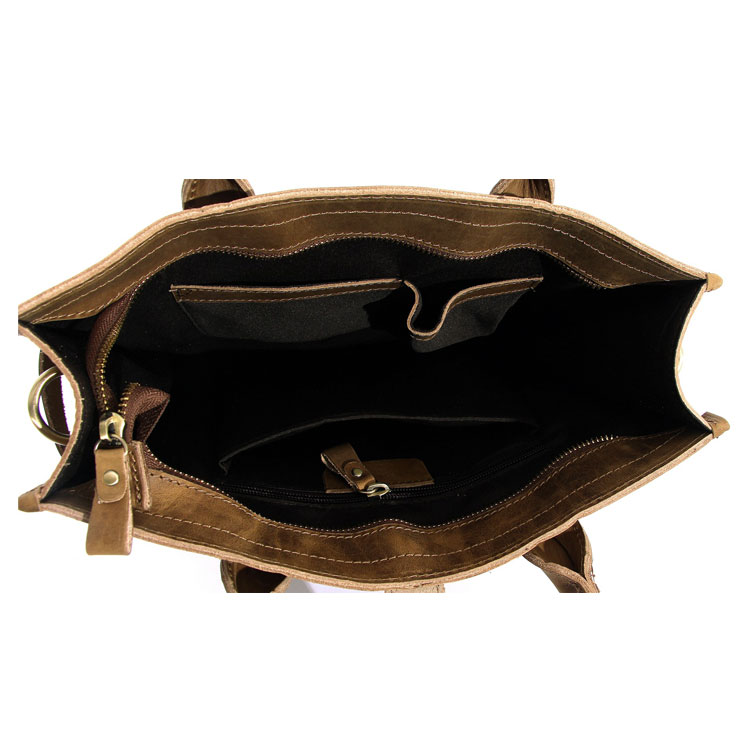 Whatna 天然 牛革 ビジネスバッグ メンズ 手提げバッグ 厚手 レザー 本 革 A4 14インチpc収納可大容量 旅行 出張用 通勤 通学 就活 面接 バッグ かばん 男性用 ブラウン 3203-6