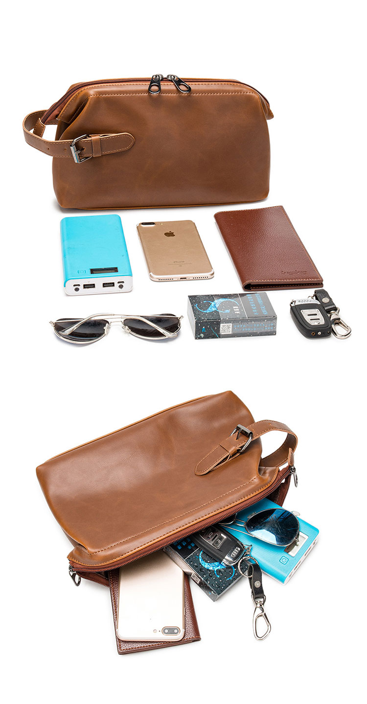 Whatna 厚手レザーミニセカンドバッグ メンズ クラッチ バッグ 革 小さい 化粧かば カジュアル フォーマル 冠婚葬祭 結婚式 バッグ 手持ち バッグ 小鞄 紳士用 男性用 ポーチ バッグ 4044-7