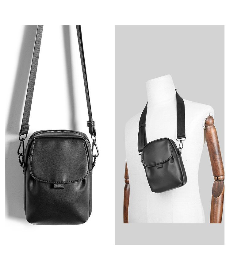 Whatna 革ミニショルダーバッグ メンズ ポシェット4way斜め掛け ミニ サコッシュ カラビナポーチ ベルトループ ポーチ ミニ ウエストバッグショルダーベルト付通学 通勤 ミニバッグ 紳士用 男性用11111-9