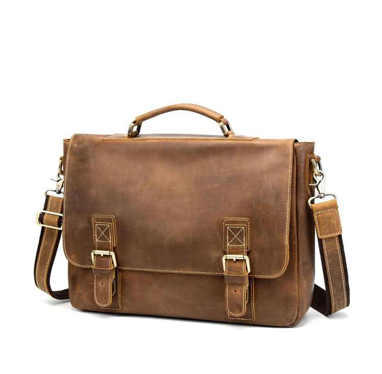 Whatna 天然 牛革 ビジネスバッグ メンズ 2WAY 手提げ・ショルダーバッグ 天然 本革 A4 15.6インチpc収納可大容量 旅行 出張用 通勤 通学 就活 面接 バッグ かばん 男性用 ブラウン (9005D)-1