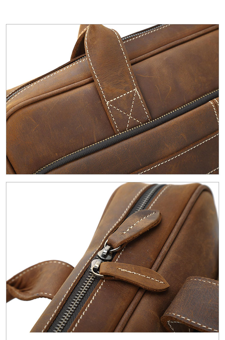 Whatna 天然 牛革 ビジネスバッグ メンズ 2WAY 手提げ・ショルダーバッグ 天然 本革 A4 15.6インチpc収納可大容量 旅行 出張用 通勤 通学 就活 面接 バッグ かばん 男性用 ブラウン （8903）-8