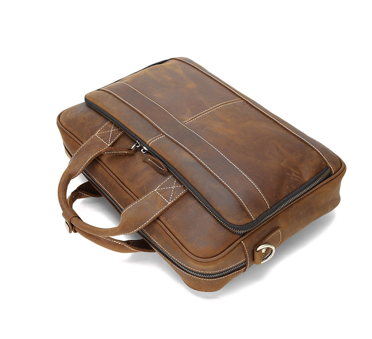 Whatna 天然 牛革 ビジネスバッグ メンズ 2WAY 手提げ・ショルダーバッグ 天然 本革 A4 15.6インチpc収納可大容量 旅行 出張用 通勤 通学 就活 面接 バッグ かばん 男性用 ブラウン （8903）-3