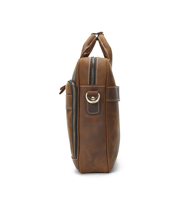 Whatna 天然 牛革 ビジネスバッグ メンズ 2WAY 手提げ・ショルダーバッグ 天然 本革 A4 15.6インチpc収納可大容量 旅行 出張用 通勤 通学 就活 面接 バッグ かばん 男性用 ブラウン （8903）-4