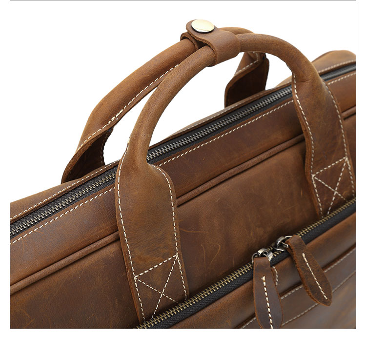 Whatna 天然 牛革 ビジネスバッグ メンズ 2WAY 手提げ・ショルダーバッグ 天然 本革 A4 15.6インチpc収納可大容量 旅行 出張用 通勤 通学 就活 面接 バッグ かばん 男性用 ブラウン （8903）-9