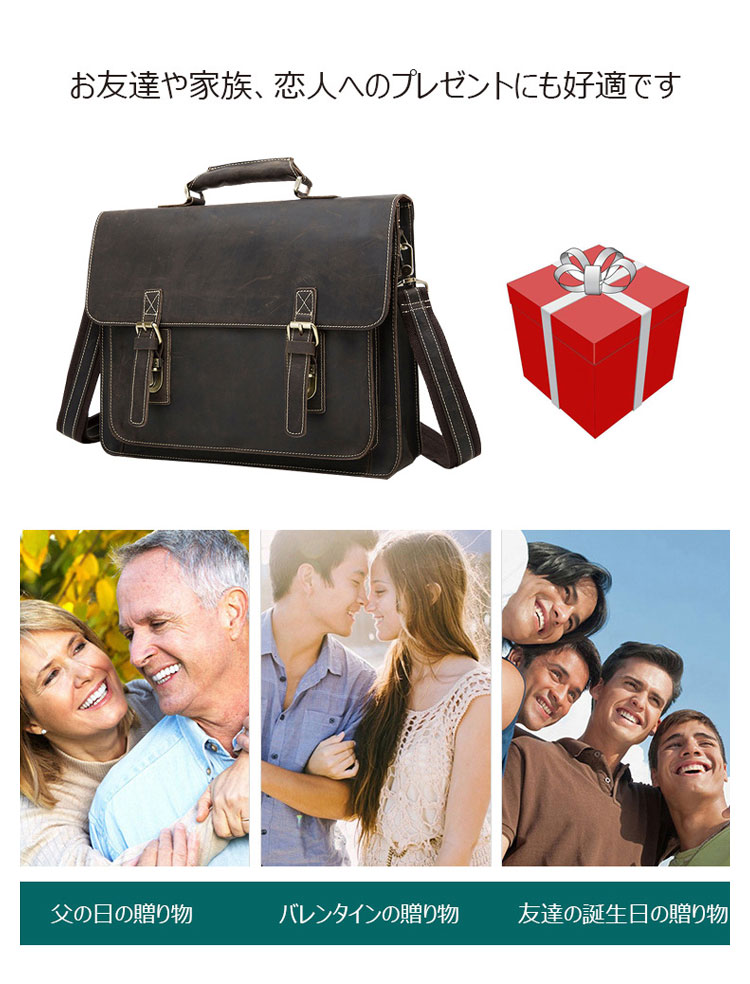 Whatna 天然 牛革  ビジネス バッグメンズ  手提げバッグ ブリーフケース15インチPC対応 旅行 出張 通勤 通学 就活 面接 バッグ かばん 男性用 9033-7