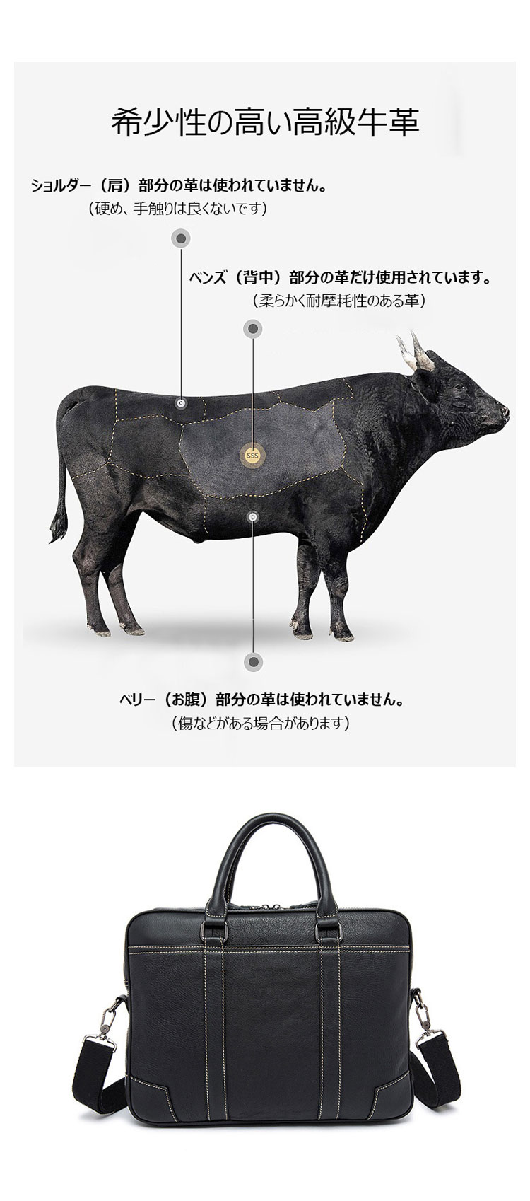 Whatna 天然 牛革  ビジネス バッグメンズ  手提げバッグ ブリーフケース15.6インチPC対応 2室仕切 旅行 出張 通勤 通学 就活 面接 バッグ かばん 男性用 9879-9