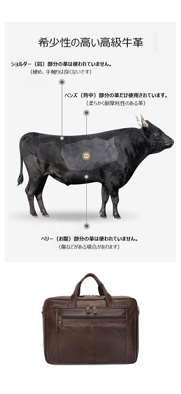 Whatna 天然 牛革 ビジネスバッグメンズ 手提げ・ショルダーの2WAY 本革 A4 15.6インチ収納可大容量 4枚カード収納3本入ペンホルダー付 耐衝撃 旅行 出張用 通勤 通学 就活 面接 バッグ かばん 男性用 ブラウン(7320)-6