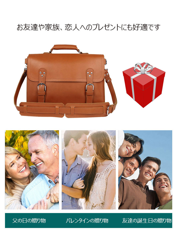 Whatna 天然 牛革 ビジネスバッグメンズ 手提げ・ショルダー・リュックの3WAY 本革 A4 15.6インチ収納可大容量 耐衝撃 旅行 出張用 通勤 通学 就活 面接 バッグ かばん 男性用 ブラウン（7161）-11