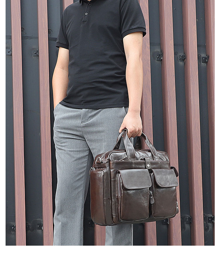 Whatna 天然 牛革 ビジネスバッグメンズ 手提げ・ショルダーの2WAY 本革 A4 15.6インチ収納可大容量 耐衝撃 旅行 出張用 通勤 通学 就活 面接 バッグ かばん 男性用 ブラウン7219-7