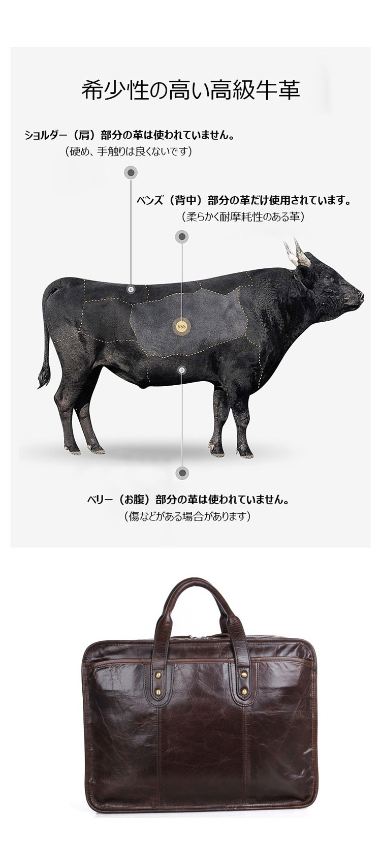 Whatna 天然 牛革 ビジネスバッグメンズ 手提げ・ショルダーの2WAY 本革 A4 14インチ収納可大容量 ダブルファスナー 2室仕切 3本入ペンホルダー付 旅行 出張用 通勤 通学 就活 面接 バッグ かばん 男性用 ブラウン(7345)-12