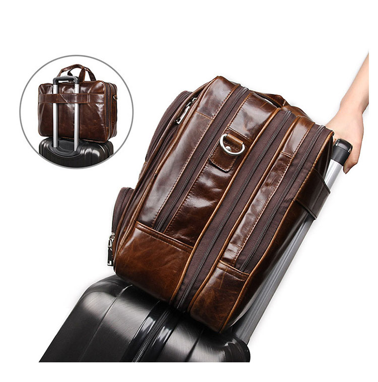 Whatna 牛革 クロコダイル型押し ビジネス バッグメンズ 2wayショルダー 手提げバッグ ブリーフケース 17インチPC対応 3室仕切 2本入ペンホルダー付 ダブルファスナー かばん 男性用 7289-10