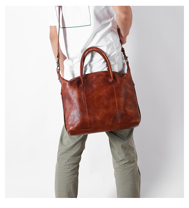 Whatna アンティーク風合い鞣し天 然 牛革 ビジネスバッグメンズ 2way ショルダー 手提げバッグブリーフケース15.6インチPC対応 旅行 出張 通勤 通学 就活 面接 バッグ かばん 男性用Y9112-9