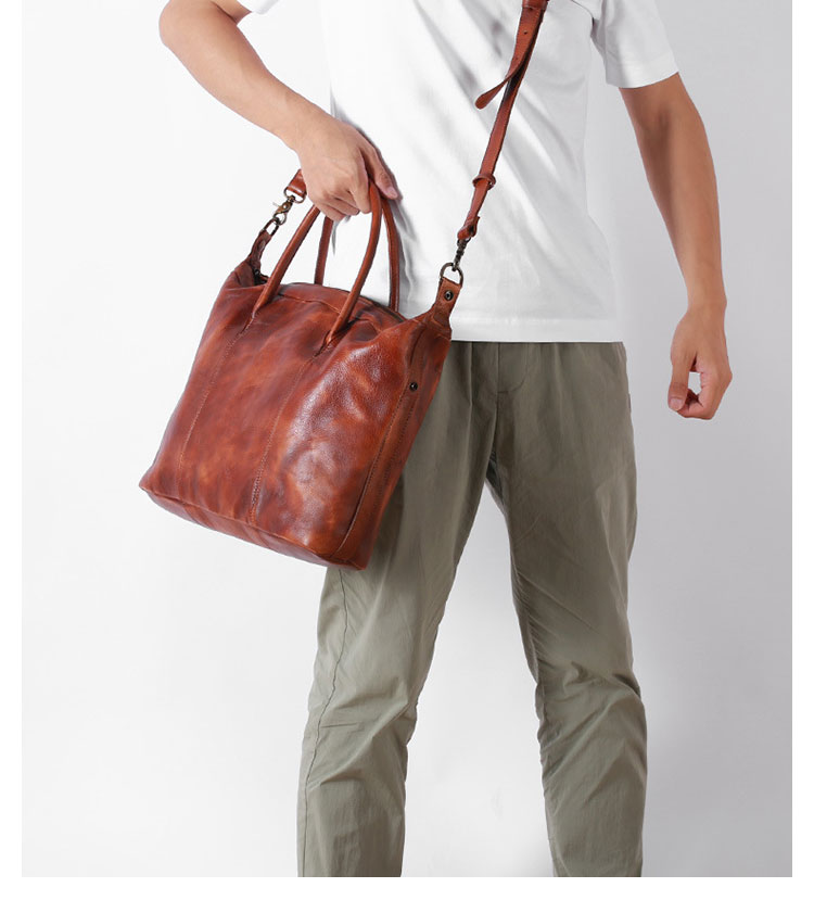 Whatna アンティーク風合い鞣し天 然 牛革 ビジネスバッグメンズ 2way ショルダー 手提げバッグブリーフケース15.6インチPC対応 旅行 出張 通勤 通学 就活 面接 バッグ かばん 男性用Y9112-8