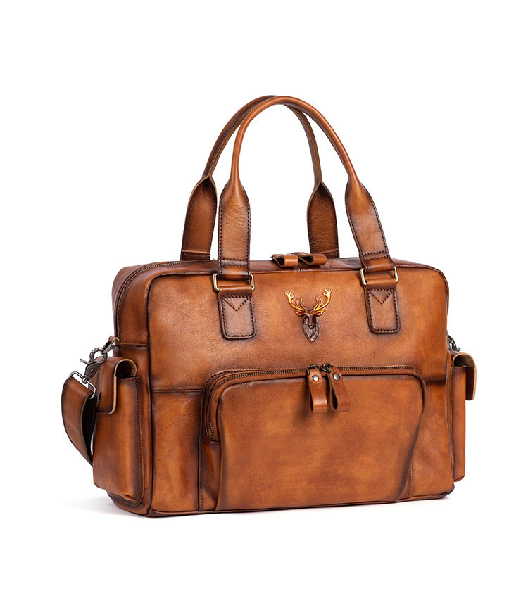 Whatna アンティーク風合い鞣し天 然 牛革 ビジネスバッグメンズ 2way ショルダー 手提げバッグブリーフケース15.6インチPC対応 旅行 出張 通勤 通学 就活 面接 バッグ かばん 男性用8629-3