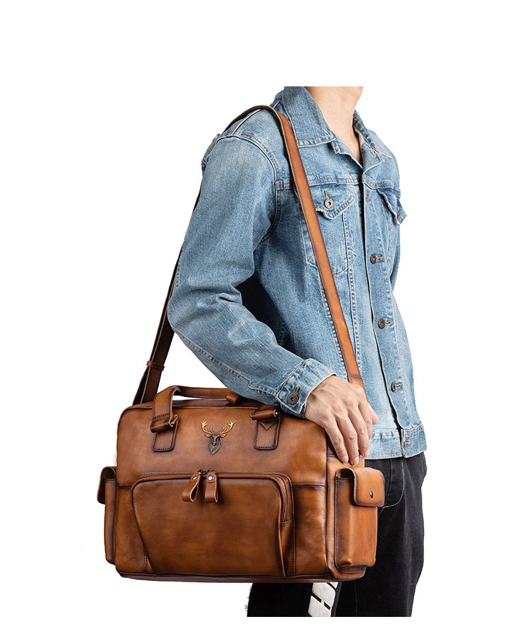 Whatna アンティーク風合い鞣し天 然 牛革 ビジネスバッグメンズ 2way ショルダー 手提げバッグブリーフケース15.6インチPC対応 旅行 出張 通勤 通学 就活 面接 バッグ かばん 男性用8629-9