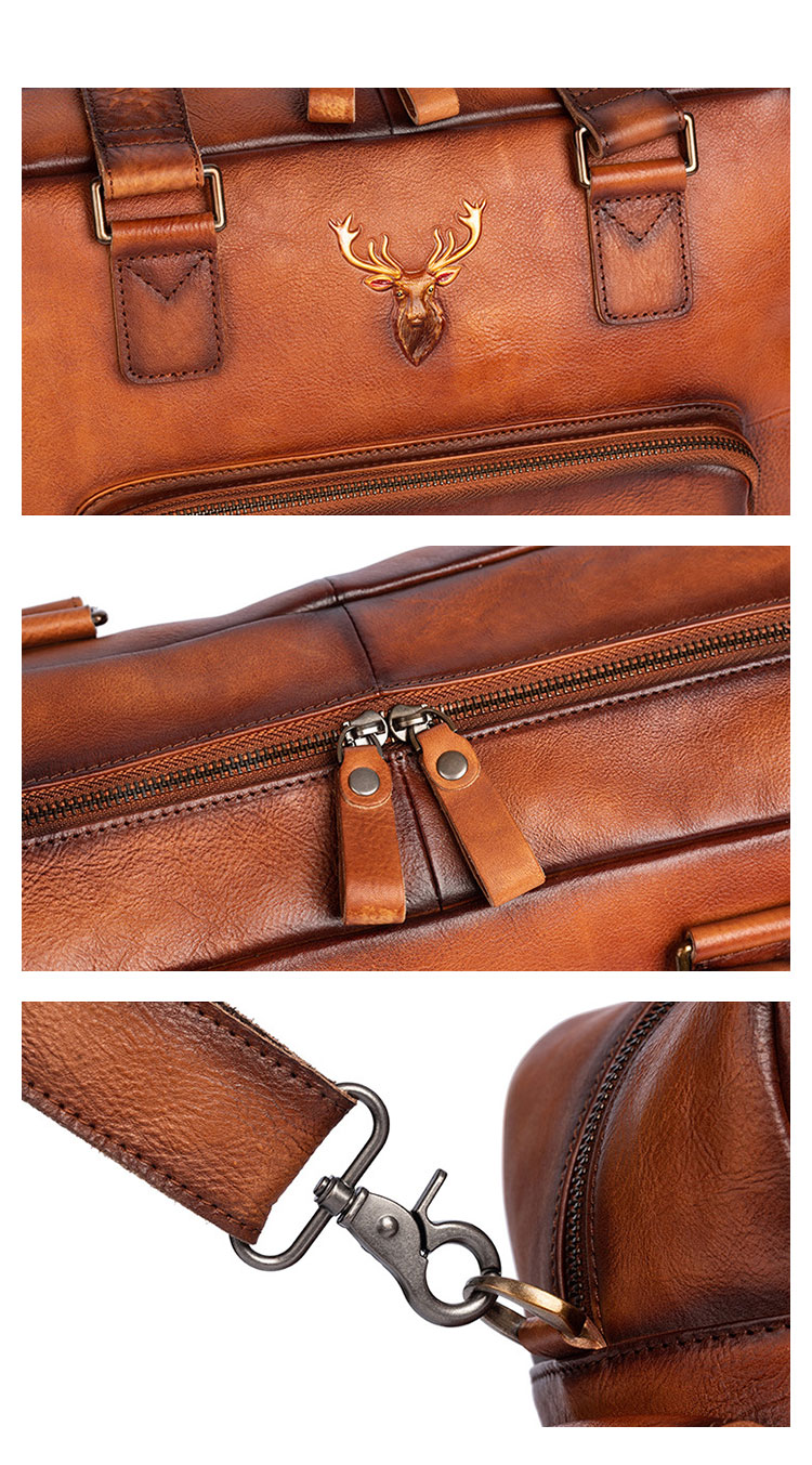 Whatna アンティーク風合い鞣し天 然 牛革 ビジネスバッグメンズ 2way ショルダー 手提げバッグブリーフケース15.6インチPC対応 旅行 出張 通勤 通学 就活 面接 バッグ かばん 男性用8629-8