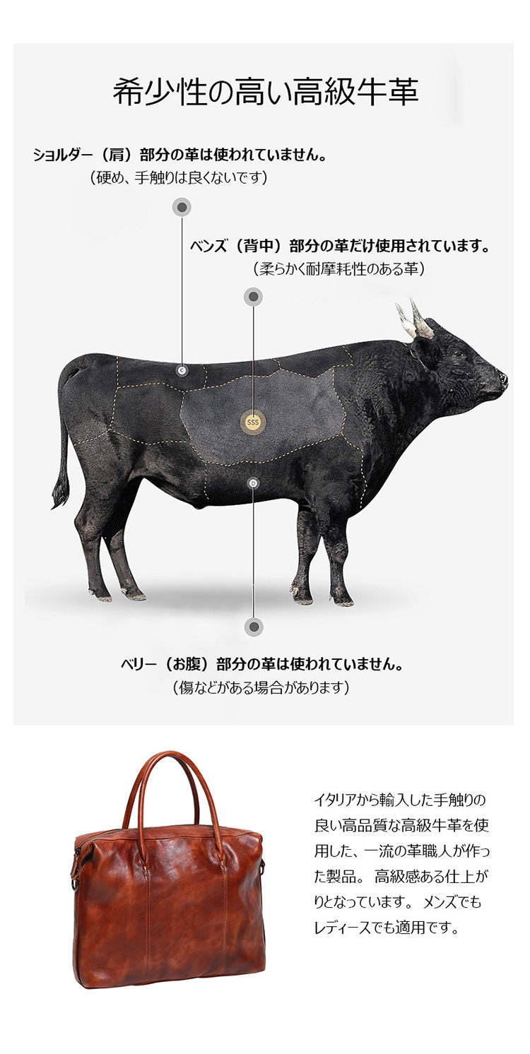 Whatna アンティーク風合い鞣し天 然 牛革 ビジネスバッグメンズ 2way ショルダー 手提げバッグブリーフケース15.6インチPC対応 旅行 出張 通勤 通学 就活 面接 バッグ かばん 男性用Y9112-13