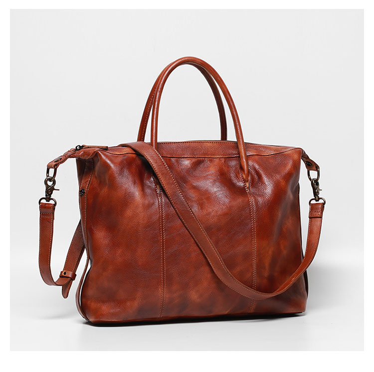 Whatna アンティーク風合い鞣し天 然 牛革 ビジネスバッグメンズ 2way ショルダー 手提げバッグブリーフケース15.6インチPC対応 旅行 出張 通勤 通学 就活 面接 バッグ かばん 男性用Y9112-2