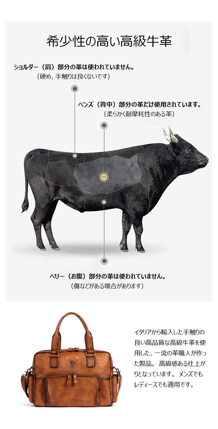 Whatna アンティーク風合い鞣し天 然 牛革 ビジネスバッグメンズ 2way ショルダー 手提げバッグブリーフケース15.6インチPC対応 旅行 出張 通勤 通学 就活 面接 バッグ かばん 男性用8629-7