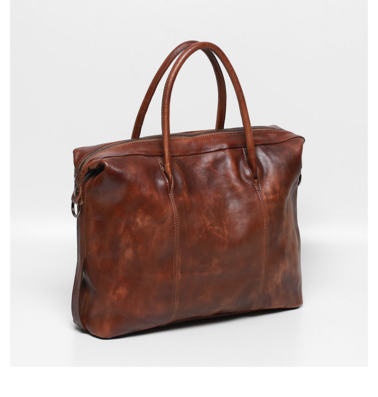 Whatna アンティーク風合い鞣し天 然 牛革 ビジネスバッグメンズ 2way ショルダー 手提げバッグブリーフケース15.6インチPC対応 旅行 出張 通勤 通学 就活 面接 バッグ かばん 男性用Y9112-4