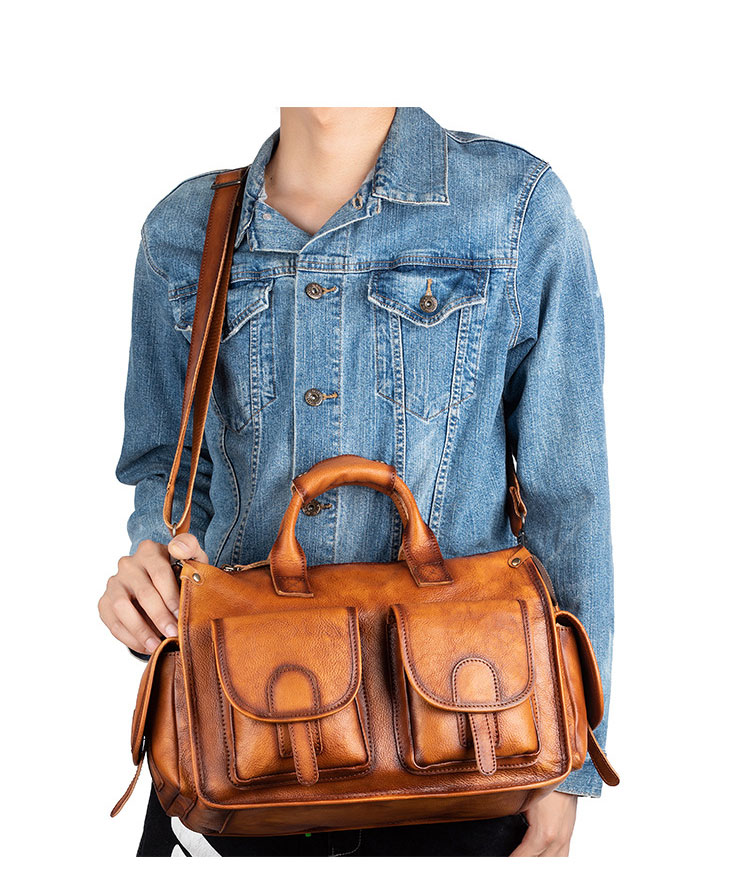 Whatna アンティーク風合い鞣し天 然 牛革 ビジネスバッグメンズ 2way ショルダー 手提げバッグブリーフケース15.6インチPC対応 旅行 出張 通勤 通学 就活 面接 バッグ かばん 男性用8623-9