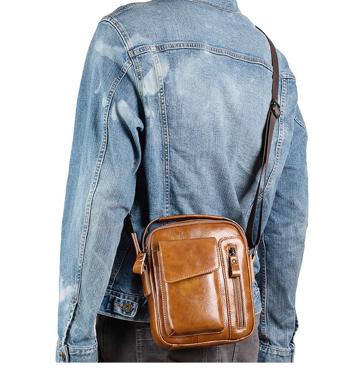 Whatna アンティーク風合い鞣し天 然 牛革ショルダーバッグ メンズ 2way 斜め掛け 手提げバッグ ポシェットポ 小さめ メッセンジャーバッグ 通学 通勤バッグ 肩掛けバッグ 自転車かばん プレゼント男性 ブラウン wx8682-10