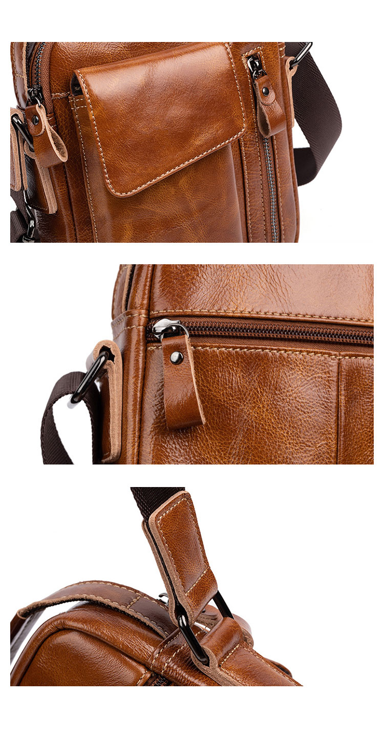 Whatna アンティーク風合い鞣し天 然 牛革ショルダーバッグ メンズ 2way 斜め掛け 手提げバッグ ポシェットポ 小さめ メッセンジャーバッグ 通学 通勤バッグ 肩掛けバッグ 自転車かばん プレゼント男性 ブラウン wx8682-7