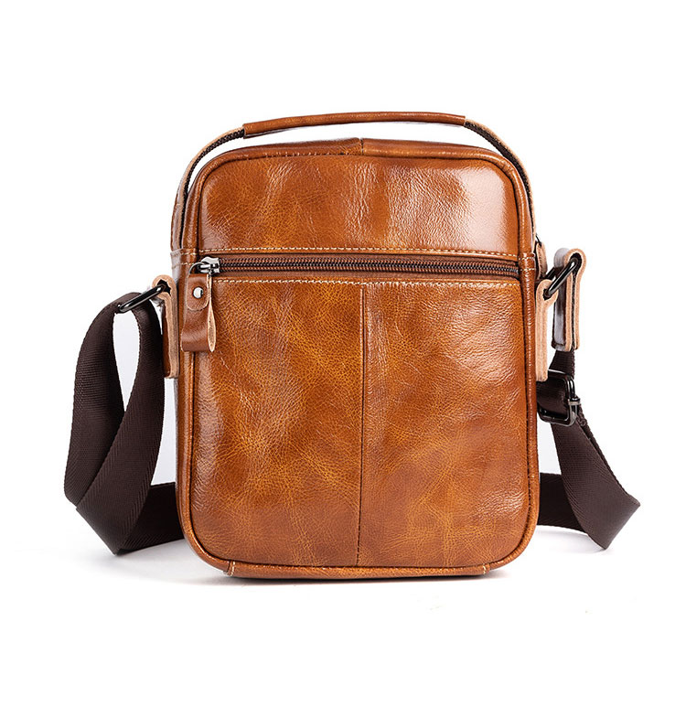 Whatna アンティーク風合い鞣し天 然 牛革ショルダーバッグ メンズ 2way 斜め掛け 手提げバッグ ポシェットポ 小さめ メッセンジャーバッグ 通学 通勤バッグ 肩掛けバッグ 自転車かばん プレゼント男性 ブラウン wx8682-3