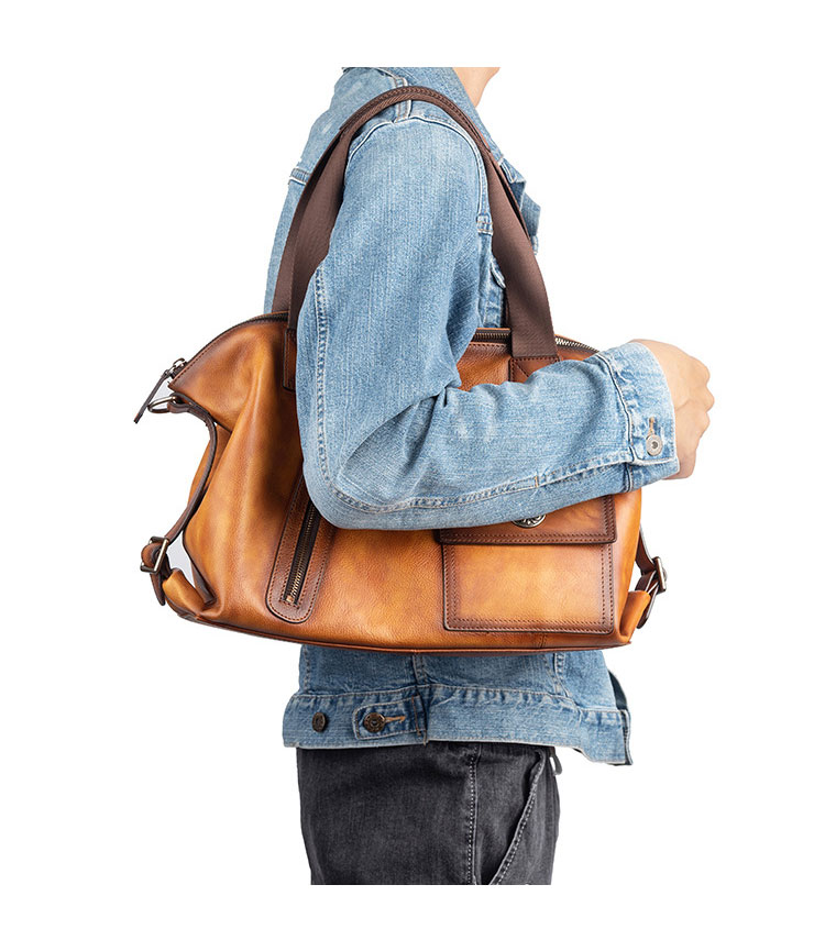 Whatna アンティーク風合い鞣し天 然 牛革 ビジネスバッグメンズ 2way ショルダー 手提げバッグブリーフケース15.6インチPC対応 旅行 出張 通勤 通学 就活 面接 バッグ かばん 男性用WX8612-8