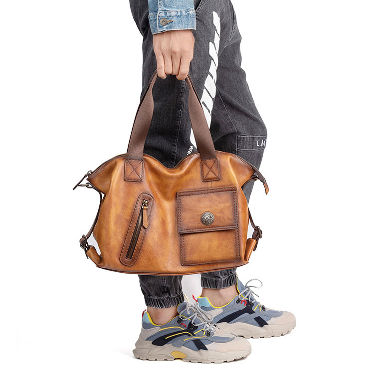 Whatna アンティーク風合い鞣し天 然 牛革 ビジネスバッグメンズ 2way ショルダー 手提げバッグブリーフケース15.6インチPC対応 旅行 出張 通勤 通学 就活 面接 バッグ かばん 男性用WX8612-9