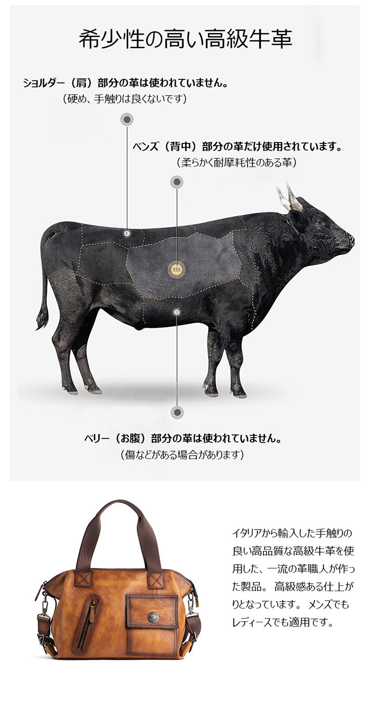 Whatna アンティーク風合い鞣し天 然 牛革 ビジネスバッグメンズ 2way ショルダー 手提げバッグブリーフケース15.6インチPC対応 旅行 出張 通勤 通学 就活 面接 バッグ かばん 男性用WX8612-6