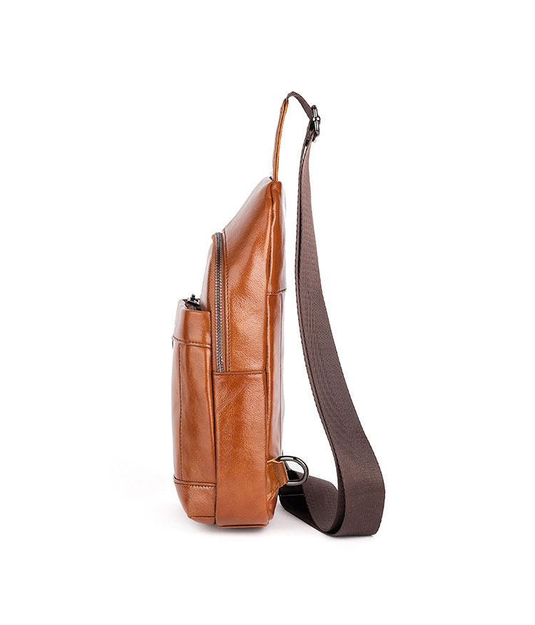 Whatna アンティーク風合い鞣し天 然牛 革 斜めがけ ボディバッグ ワンショルダー メンズ 左右付け替え可能 本革 厚手  レザーWX8680-3