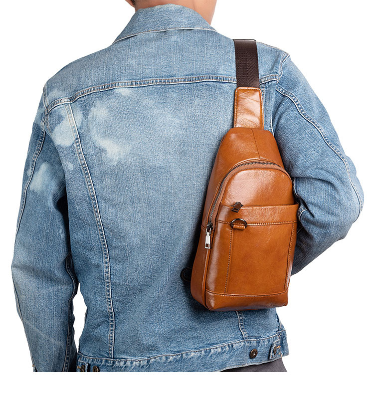 Whatna アンティーク風合い鞣し天 然牛 革 斜めがけ ボディバッグ ワンショルダー メンズ 左右付け替え可能 本革 厚手  レザーWX8680-11