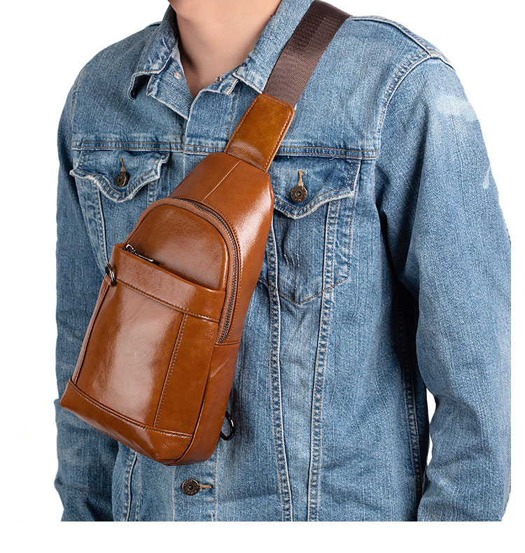 Whatna アンティーク風合い鞣し天 然牛 革 斜めがけ ボディバッグ ワンショルダー メンズ 左右付け替え可能 本革 厚手  レザーWX8680-9