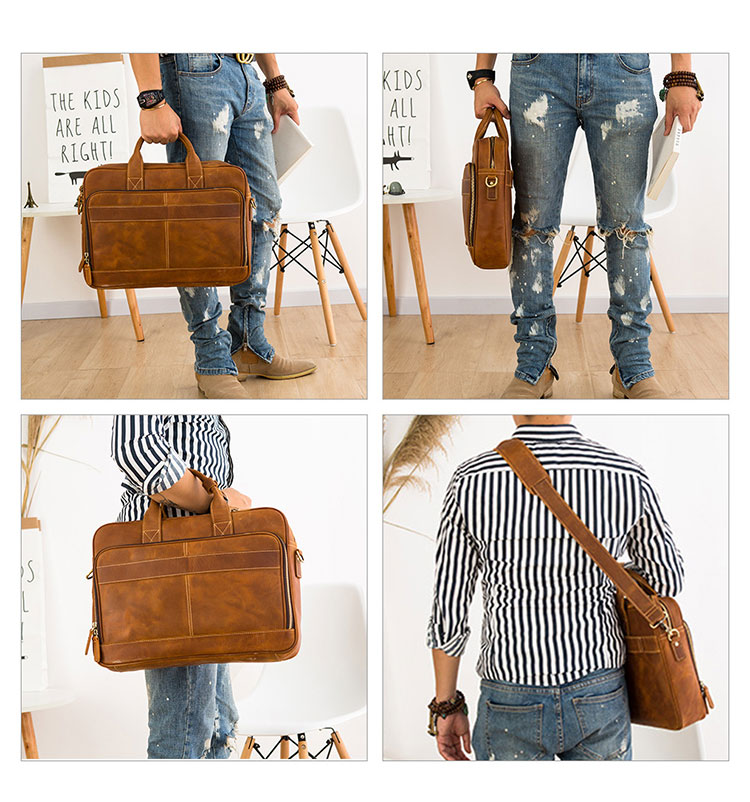 Whatna 牛革ビジネス バッグメンズ  手提げバッグ ショルダーバッグ 4枚カード収納2本入ペンホルダー付 ブリーフケース 15.6インチPC対応 旅行 出張 通勤 通学 就活 面接 バッグ かばん 男性用 9279-12