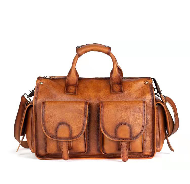 Whatna アンティーク風合い鞣し天 然 牛革 ビジネスバッグメンズ 2way ショルダー 手提げバッグブリーフケース15.6インチPC対応 旅行 出張 通勤 通学 就活 面接 バッグ かばん 男性用8135-1