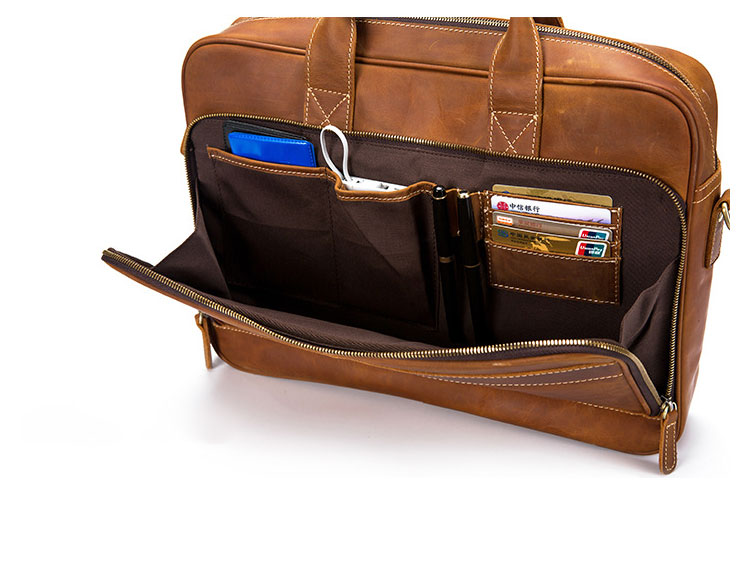 Whatna 牛革ビジネス バッグメンズ  手提げバッグ ショルダーバッグ 4枚カード収納2本入ペンホルダー付 ブリーフケース 15.6インチPC対応 旅行 出張 通勤 通学 就活 面接 バッグ かばん 男性用 9279-8