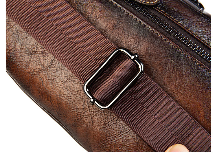 Whatna アンティーク風合い鞣し天 然牛 革 斜めがけ ボディバッグ ワンショルダー メンズ 左右付け替え可能 本革 厚手  レザー20813-9