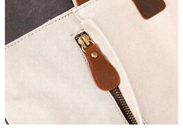 Whatna 厚手 帆布x天 然牛革 口折れ ショルダーバッグ メンズ バッグ 2way斜め掛け 手提げ 14インチPC収納可 A4ビジネスバッグメッセンジャーバッグ 通学 通勤鞄 軽量 実用 自転車 かばん男性用 グレー0002-11