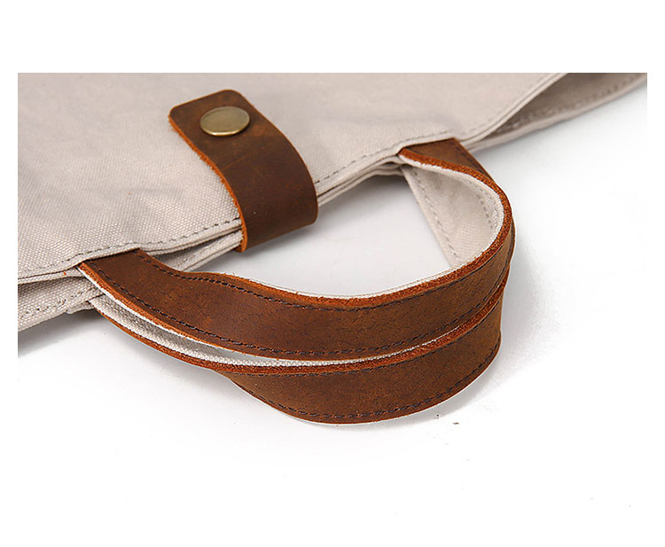 Whatna 厚手 帆布x天 然牛革 口折れ ショルダーバッグ メンズ バッグ 2way斜め掛け 手提げ 14インチPC収納可 A4ビジネスバッグメッセンジャーバッグ 通学 通勤鞄 軽量 実用 自転車 かばん男性用 グレー0002-9