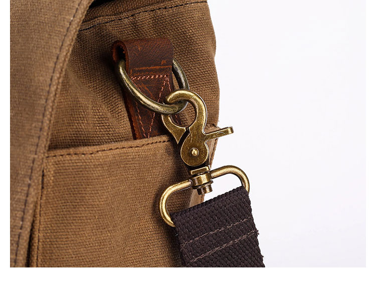 Whatna 厚手 帆布x天 然牛革 ビジネスバッグメンズ 2way ショルダー 手提げバッグ 多ポケットキャンバスブリーフケースA4サイズ対応 旅行 出張 通勤 通学 就活 面接 バッグ かばん 男性用F016-13