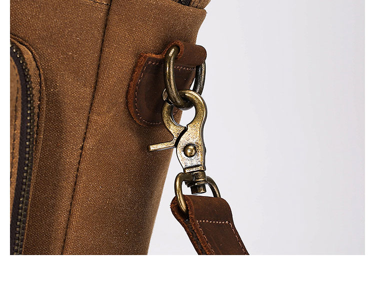 Whatna 厚手 帆布x天 然牛革 ビジネスバッグメンズ 2way ショルダー 手提げバッグ 2本入ペンホルダー付 多ポケットキャンバスブリーフケース15インチPC対応 旅行 出張 通勤 通学 就活 面接 バッグ かばん 男性用0266-10