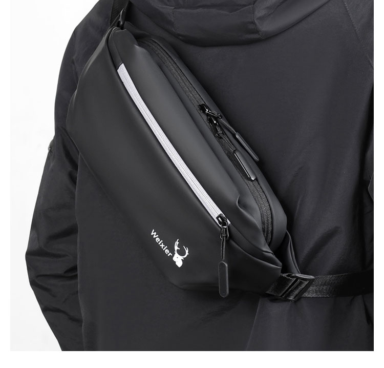 Whatna 3way pu革 ボディバッグ・ワンショルダーバッグ メンズ ウエストポーチ  ダブルファスナー 本 革 厚手 レザー  斜め掛けバッグ スポーツバッグ 自転車 カジュアル 遠足 旅行 通勤 通学 黒 9563-9