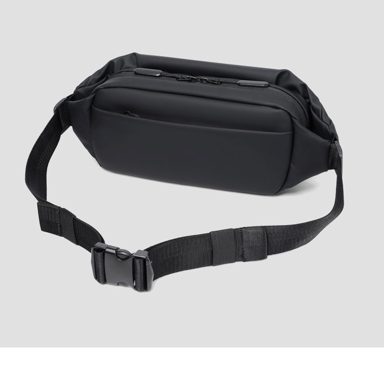 Whatna 3way pu革 ボディバッグ・ワンショルダーバッグ メンズ ウエストポーチ  ダブルファスナー 本 革 厚手 レザー  斜め掛けバッグ スポーツバッグ 自転車 カジュアル 遠足 旅行 通勤 通学 黒 9563-4