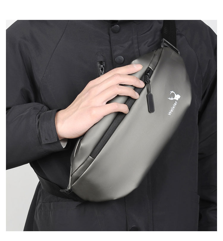 Whatna 3way pu革 ボディバッグ・ワンショルダーバッグ メンズ ウエストポーチ  ダブルファスナー 本 革 厚手 レザー  斜め掛けバッグ スポーツバッグ 自転車 カジュアル 遠足 旅行 通勤 通学 黒 9563-8