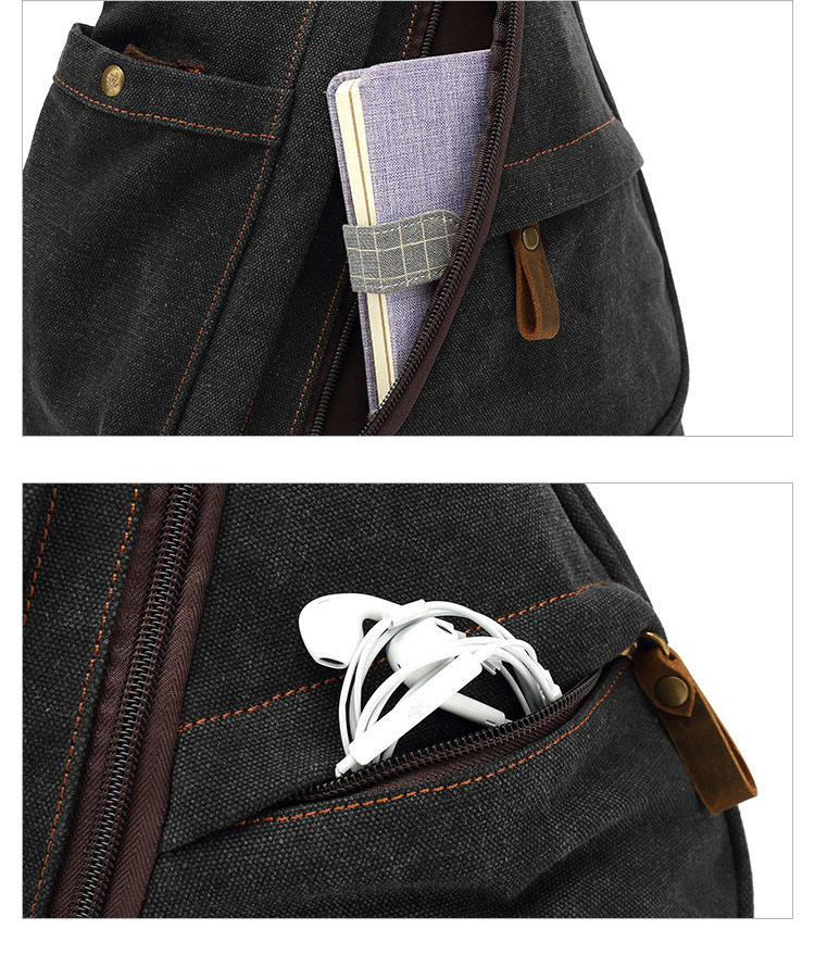 Whatna 厚手 帆 布x天 然牛 革 ショルダーバッグ メンズ2way ボディバッグ リュック 斜めがけ バッグリュックサック レディース カバン 男女兼用 イヤホン穴 付き ショルダーにジッパー付き キャンバス13.3 ipad air収納可6002-14