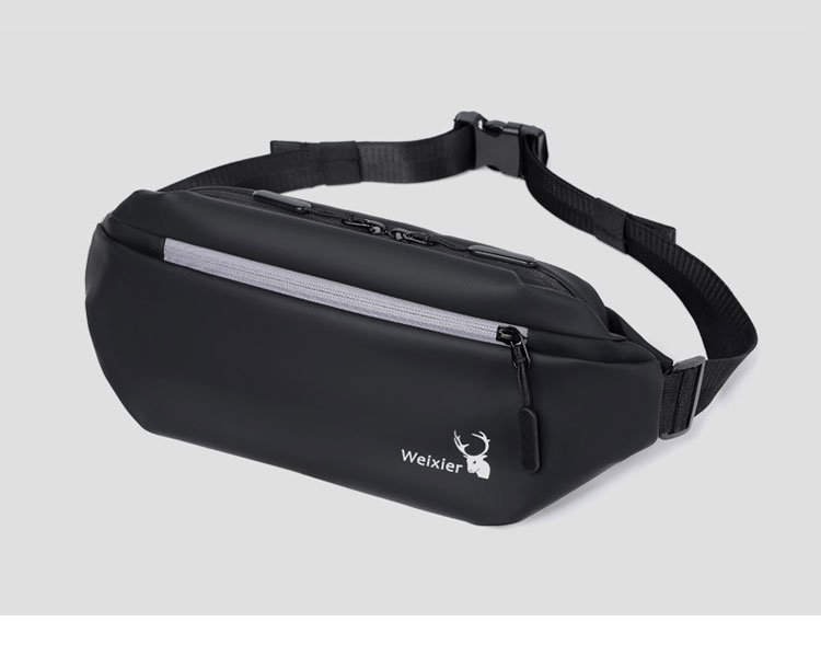 Whatna 3way pu革 ボディバッグ・ワンショルダーバッグ メンズ ウエストポーチ  ダブルファスナー 本 革 厚手 レザー  斜め掛けバッグ スポーツバッグ 自転車 カジュアル 遠足 旅行 通勤 通学 黒 9563-2