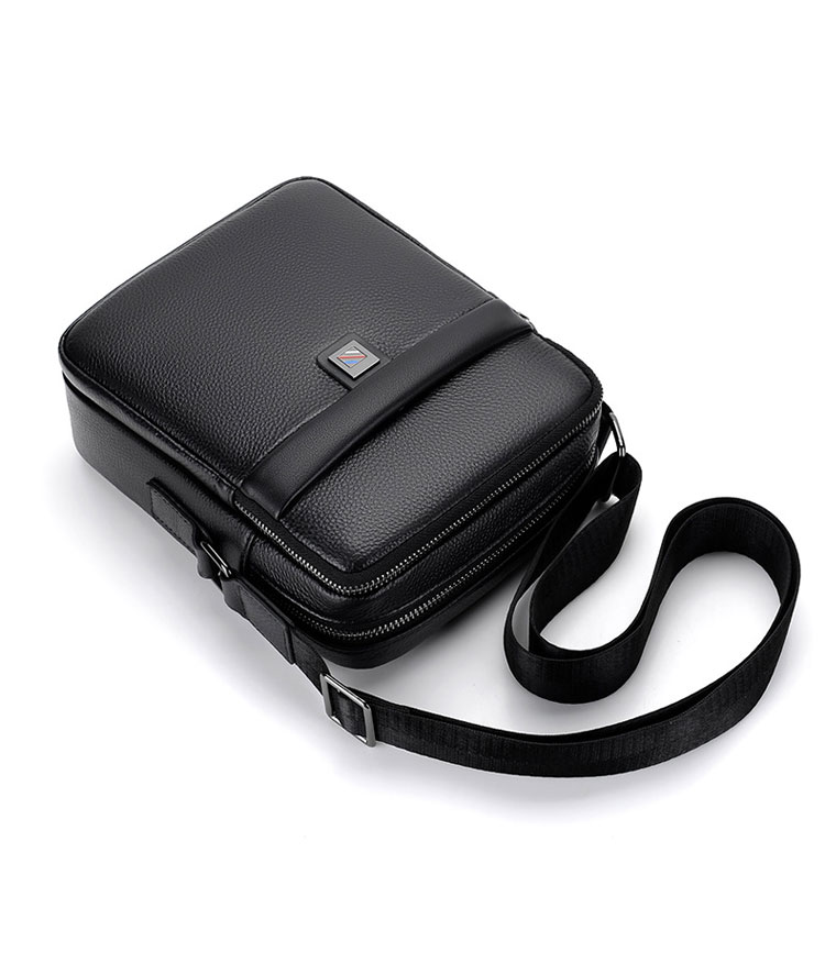 Whatna 天牛革 ショルダーバッグ メンズ メッセンジャーバッグ小さめ ビジネスバッグ ipad9.7収納可縦型 本革 通勤 通学 斜めがけバッグ オシャレ な シンプル な 軽量 実用 自転車 かばん男性用 黒 BND901-4