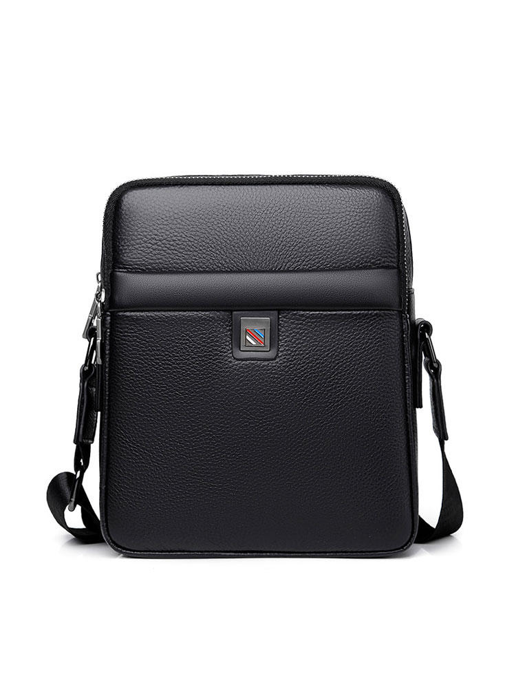 Whatna 天牛革 ショルダーバッグ メンズ メッセンジャーバッグ小さめ ビジネスバッグ ipad9.7収納可縦型 本革 通勤 通学 斜めがけバッグ オシャレ な シンプル な 軽量 実用 自転車 かばん男性用 黒 BND901-1